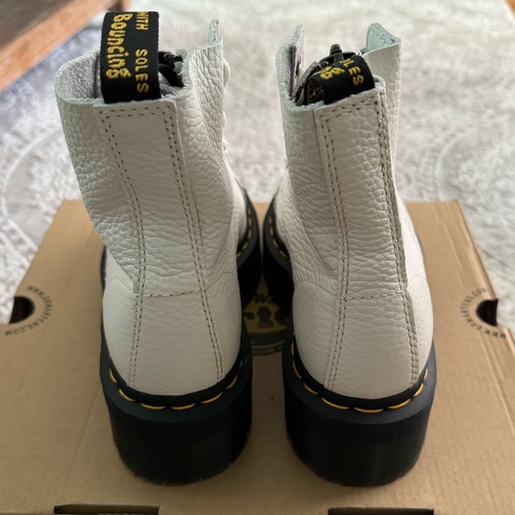 Dr. Martens White Leather Platform Zipper Boots - Picture 4 of 6